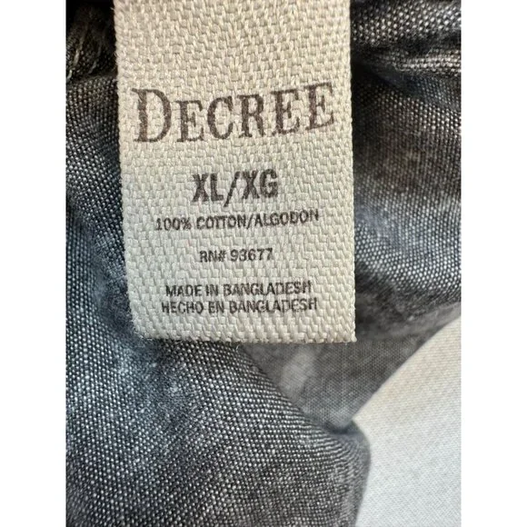 Decree Mens Acid Wash Denim Button-Up Shirt XL Gray - Picture 3 of 10